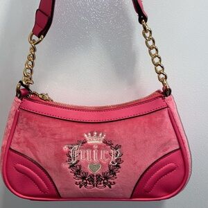 NEW! NWT JUICY COUTURE Velour Heritage Shoulder Bag in Free Love Pink